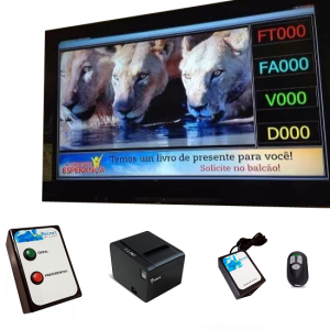 Kit e-Painel Organizador de Fila com 10 Controles