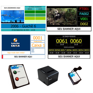 Kit Painel De Senha + Impr Guilhot + Botoeira Rf + Recep Rf